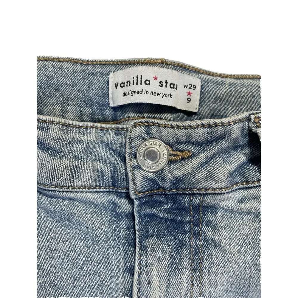 Vanilla Star Girl's Cargo Jeans Size 9‎ Light Blue Boot Cut Mid Rise School Wear